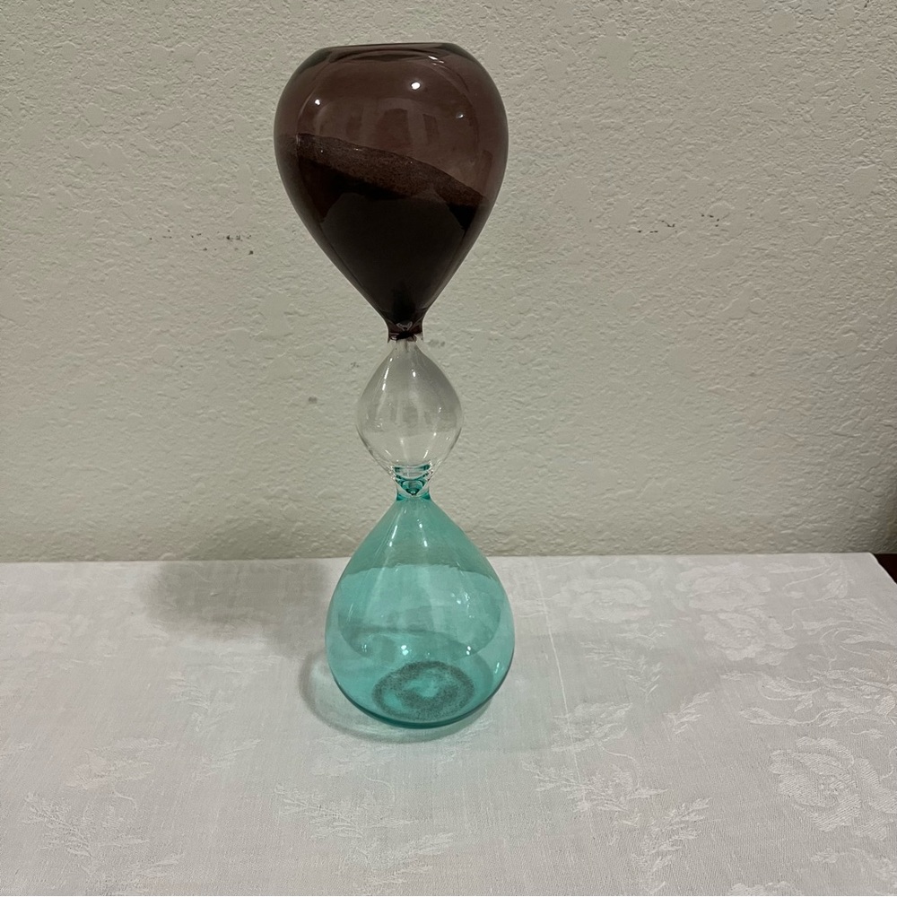 Anthropologie *RARE* NIB Turquoise/Clear/Violet Hour Glass - Picture 2 of 6